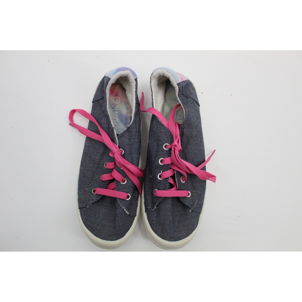 Magellan Outdoors Womens Grey Canvas Sneakers Tie Dye Heel Pink Laces Low Top